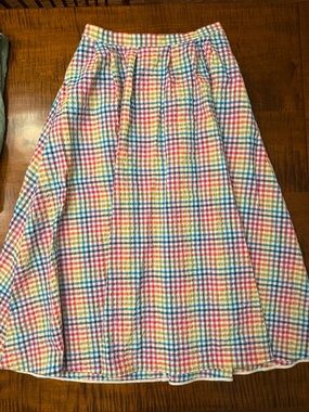 SALONI Multicolor Gingham Midi Skirt